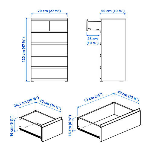 STORKLINTA chest of 6 drawers