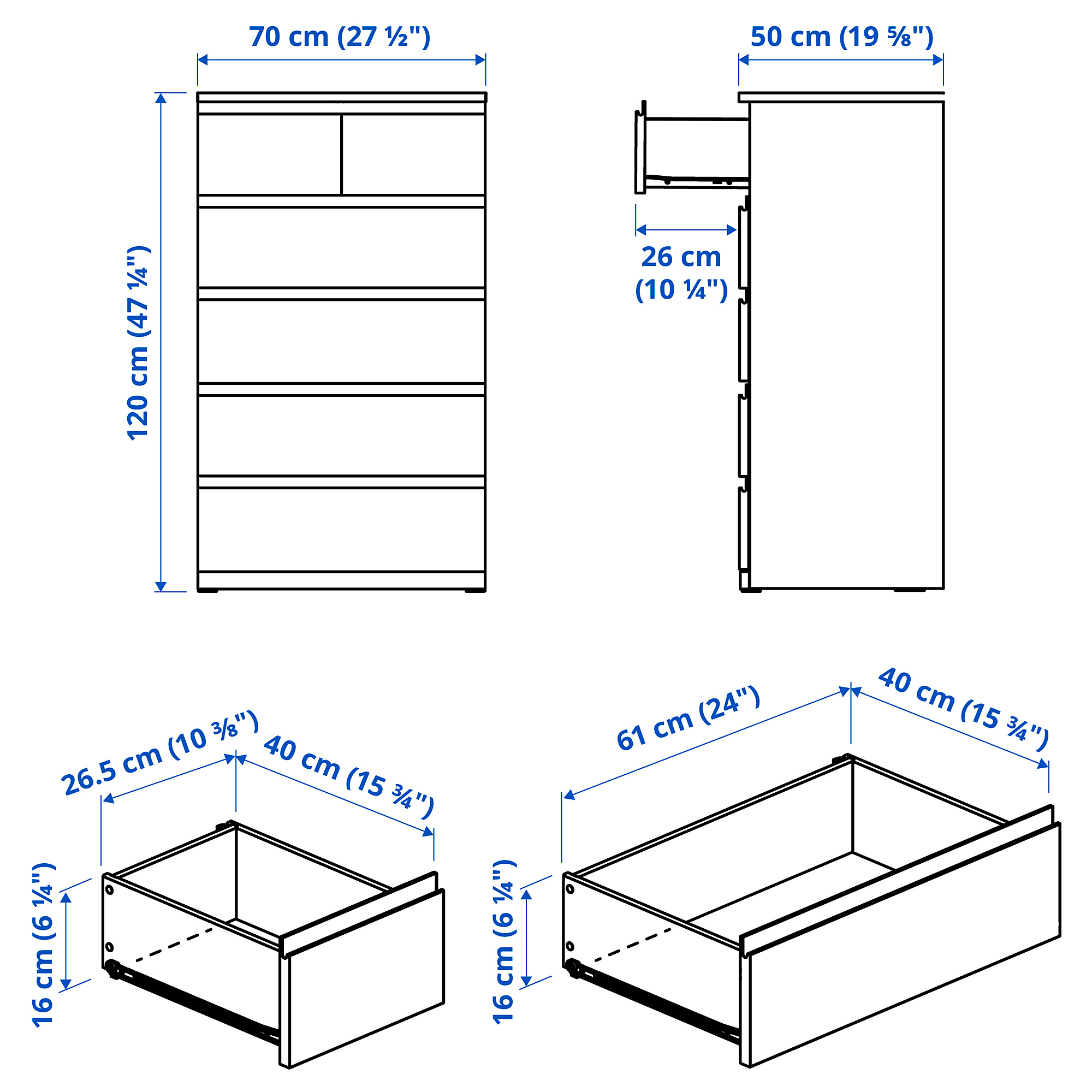 STORKLINTA chest of 6 drawers