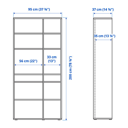 VIHALS storage combination w glass doors