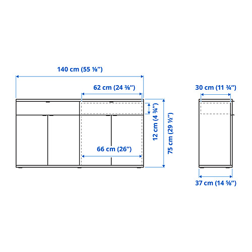 VIHALS storage combination w glass doors