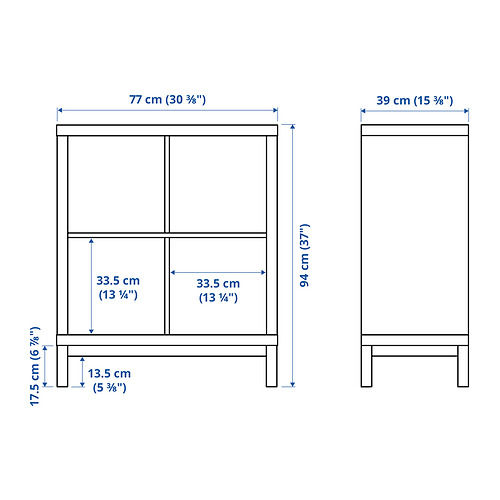 KALLAX - 層架組合附底架, 染白橡木紋/黑色 | IKEA 線上購物 - PE851305_S4