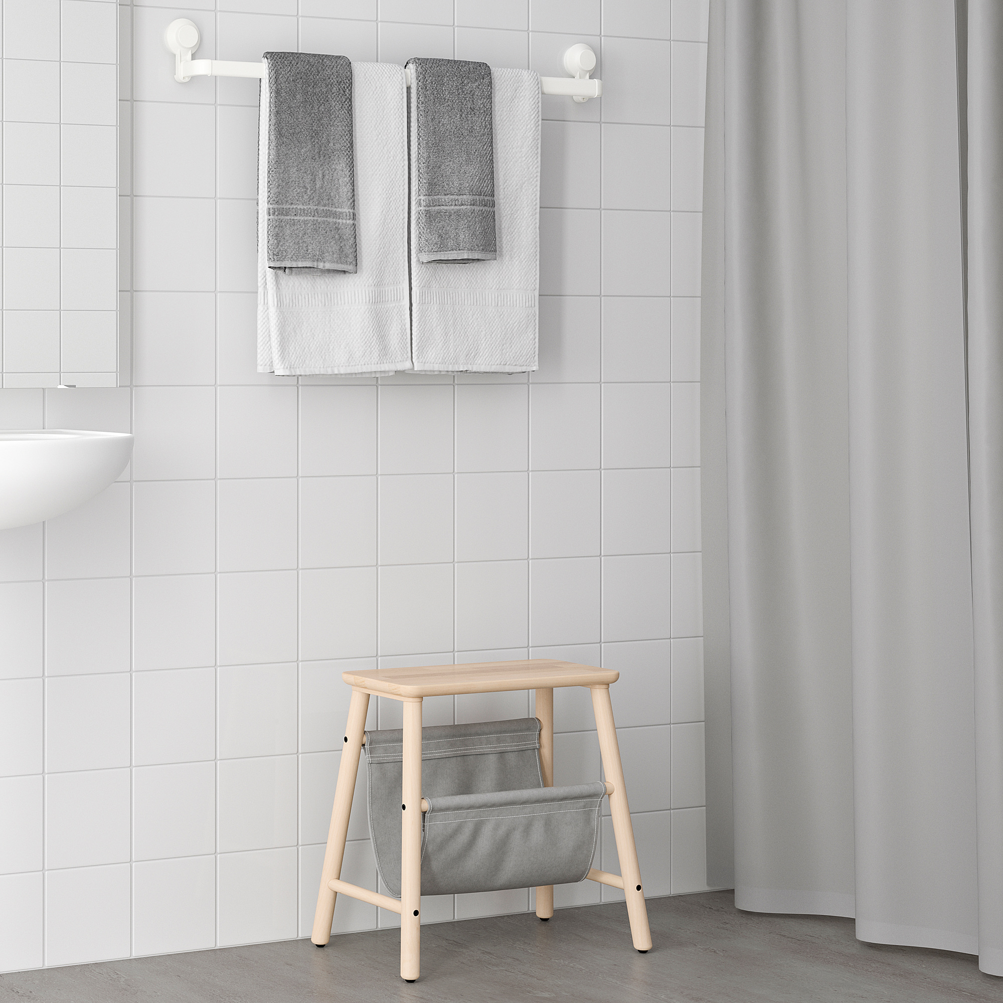 TISKEN towel rack with suction cup