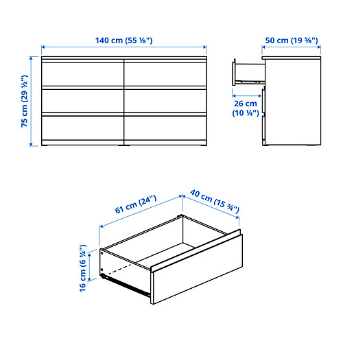 STORKLINTA chest of 6 drawers