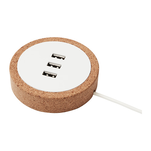 NORDMÄRKE - USB充電器, 白色/軟木 | IKEA 線上購物 - PE712418_S4