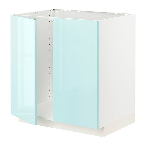 METOD - base cabinet for sink + 2 doors, white Järsta/high-gloss light turquoise | IKEA Taiwan Online - PE808613_S4