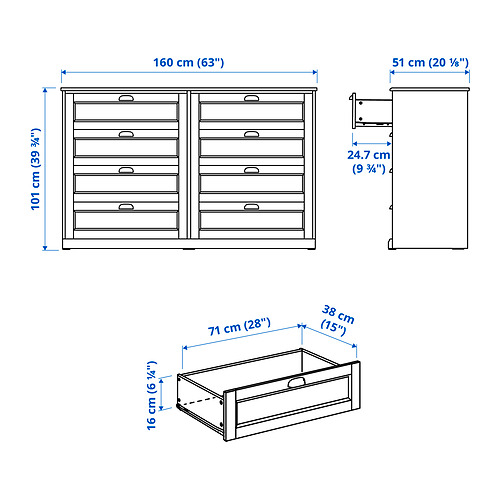 FÅGELFJÄLLET chest of 8 drawers