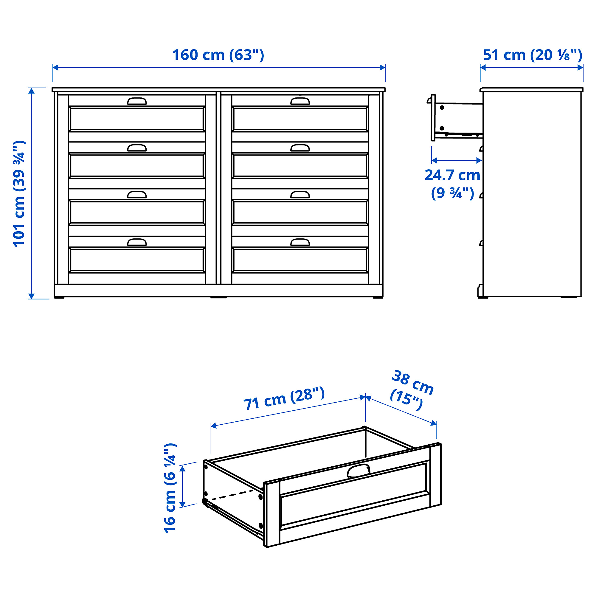 FÅGELFJÄLLET chest of 8 drawers
