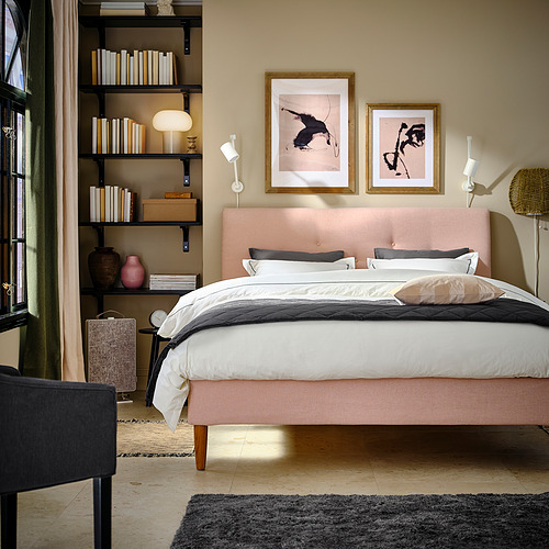 IDANÄS - 雙人軟墊式床框, 淺粉紅色 | IKEA 線上購物 - PH182855_S4