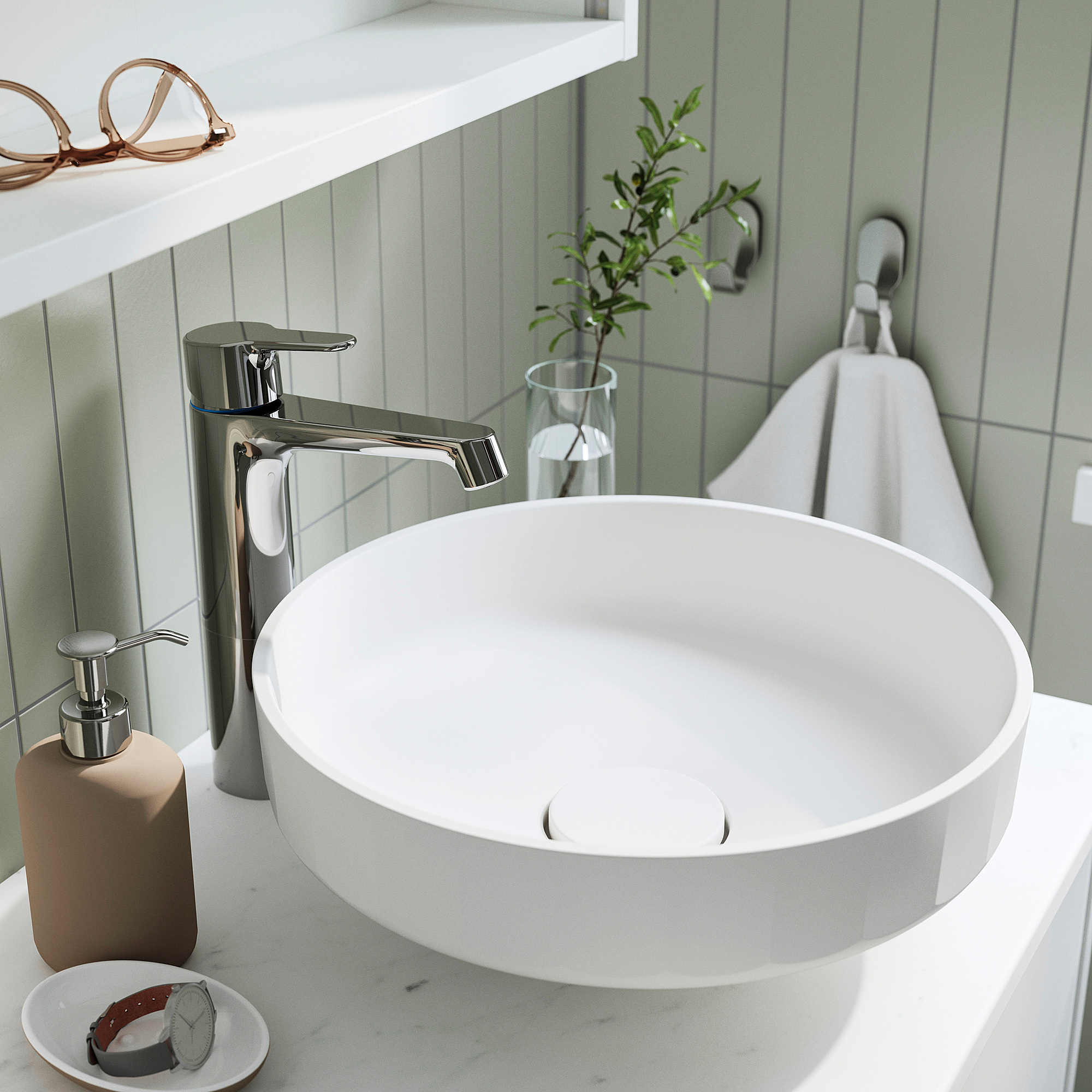 LERSJÖN countertop wash-basin w water trap