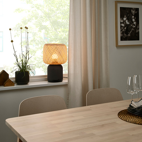 SYMFONISK speaker lamp w Wi-Fi, bamboo shade