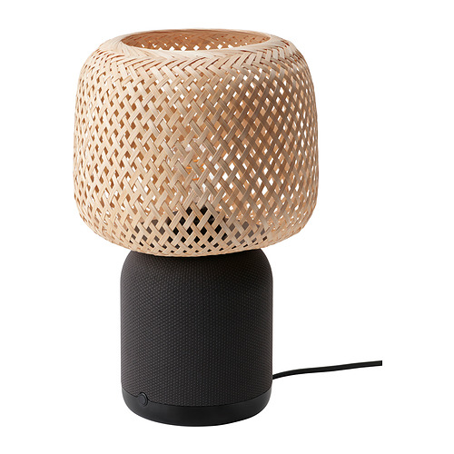 SYMFONISK speaker lamp w Wi-Fi, bamboo shade