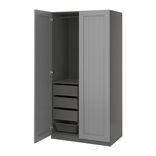 PAX/GULLABERG - wardrobe combination, dark grey/grey, 100x60x201 cm | IKEA Taiwan Online - PE955975_S4