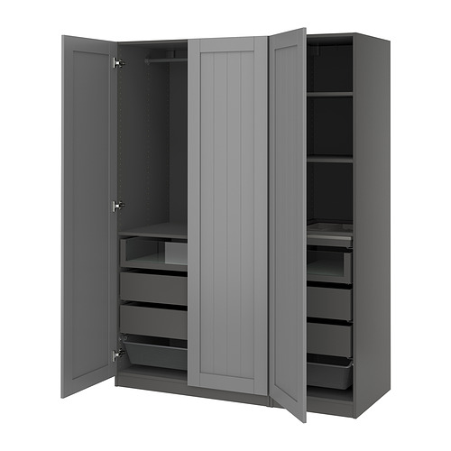 PAX/GULLABERG - 衣櫃/衣櫥組合, 深灰色/灰色, 150x60x201 公分 | IKEA 線上購物 - PE956043_S4