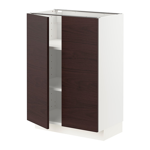 METOD - base cabinet with shelves/2 doors, white Askersund/dark brown ash effect | IKEA Taiwan Online - PE809251_S4