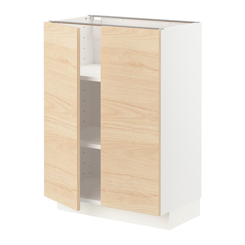 METOD - base cabinet with shelves/2 doors, white/Askersund light ash effect | IKEA Taiwan Online - PE809245_S4