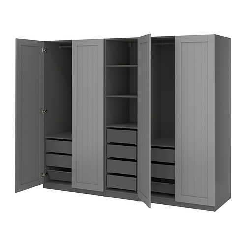 PAX/GULLABERG - 衣櫃/衣櫥組合, 深灰色/灰色, 250x60x201 公分 | IKEA 線上購物 - PE956090_S4