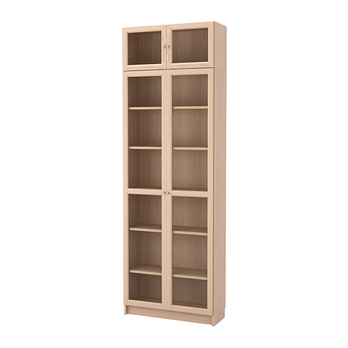 BILLY/OXBERG - bookcase combination/glass doors, white stained oak veneer/glass | IKEA Taiwan Online - PE664951_S4