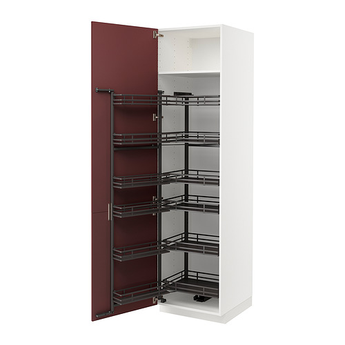 METOD - high cabinet with pull-out larder, white Kallarp/high-gloss dark red-brown | IKEA Taiwan Online - PE852121_S4