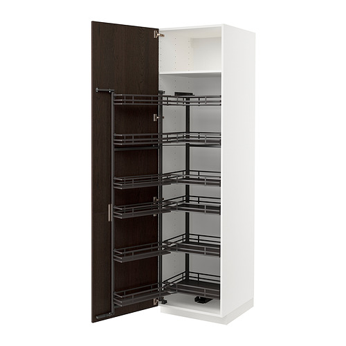 METOD - high cabinet with pull-out larder, white/Sinarp brown | IKEA Taiwan Online - PE852099_S4