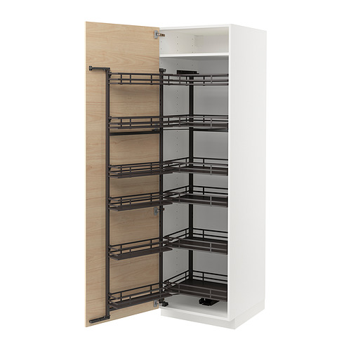 METOD - high cabinet with pull-out larder, white/Askersund light ash effect | IKEA Taiwan Online - PE852102_S4