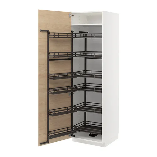 METOD - 高櫃附拉出式食品櫃, 白色/Askersund 淺色梣木紋, 60x60x200 公分 | IKEA 線上購物 - PE852102_S4