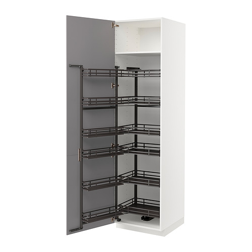 METOD - high cabinet with pull-out larder, white/Bodbyn grey | IKEA Taiwan Online - PE852165_S4