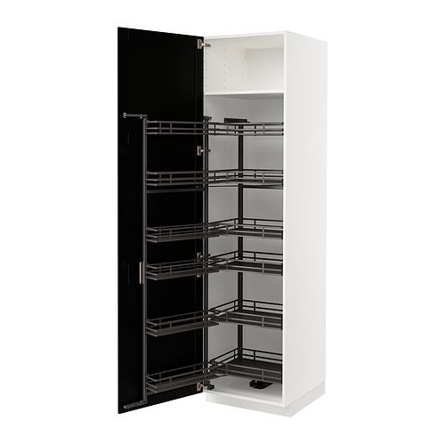 METOD - high cabinet with pull-out larder, white/Lerhyttan black stained | IKEA Taiwan Online - PE852167_S4