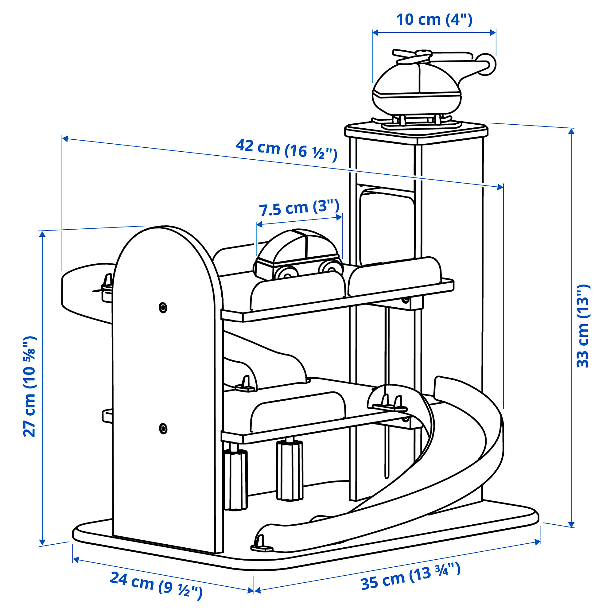 LILLABO 停車場玩具, 附玩具車及直升機