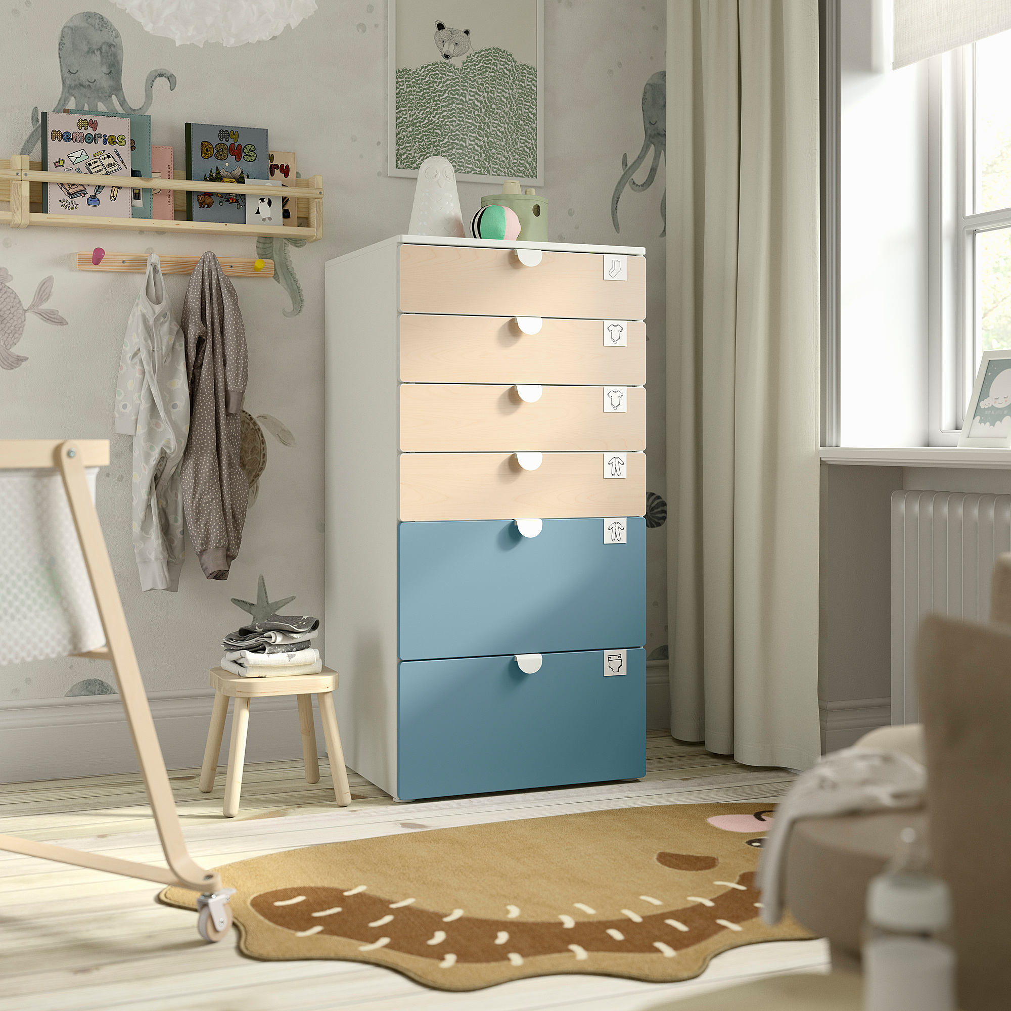 SMÅSTAD/PLATSA chest of 6 drawers
