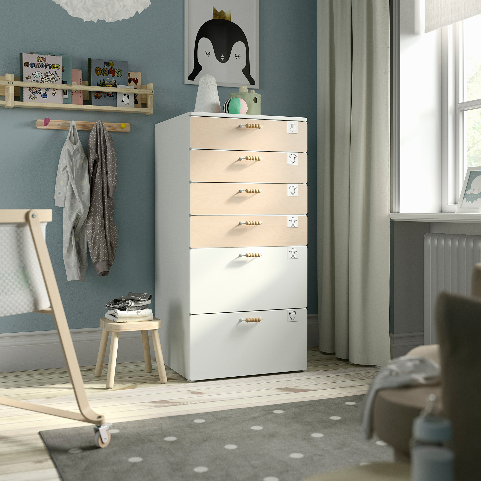 SMÅSTAD/PLATSA chest of 6 drawers