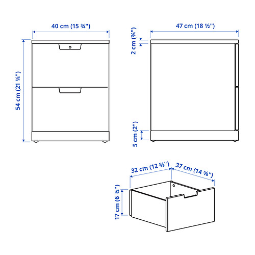 NORDLI chest of 2 drawers