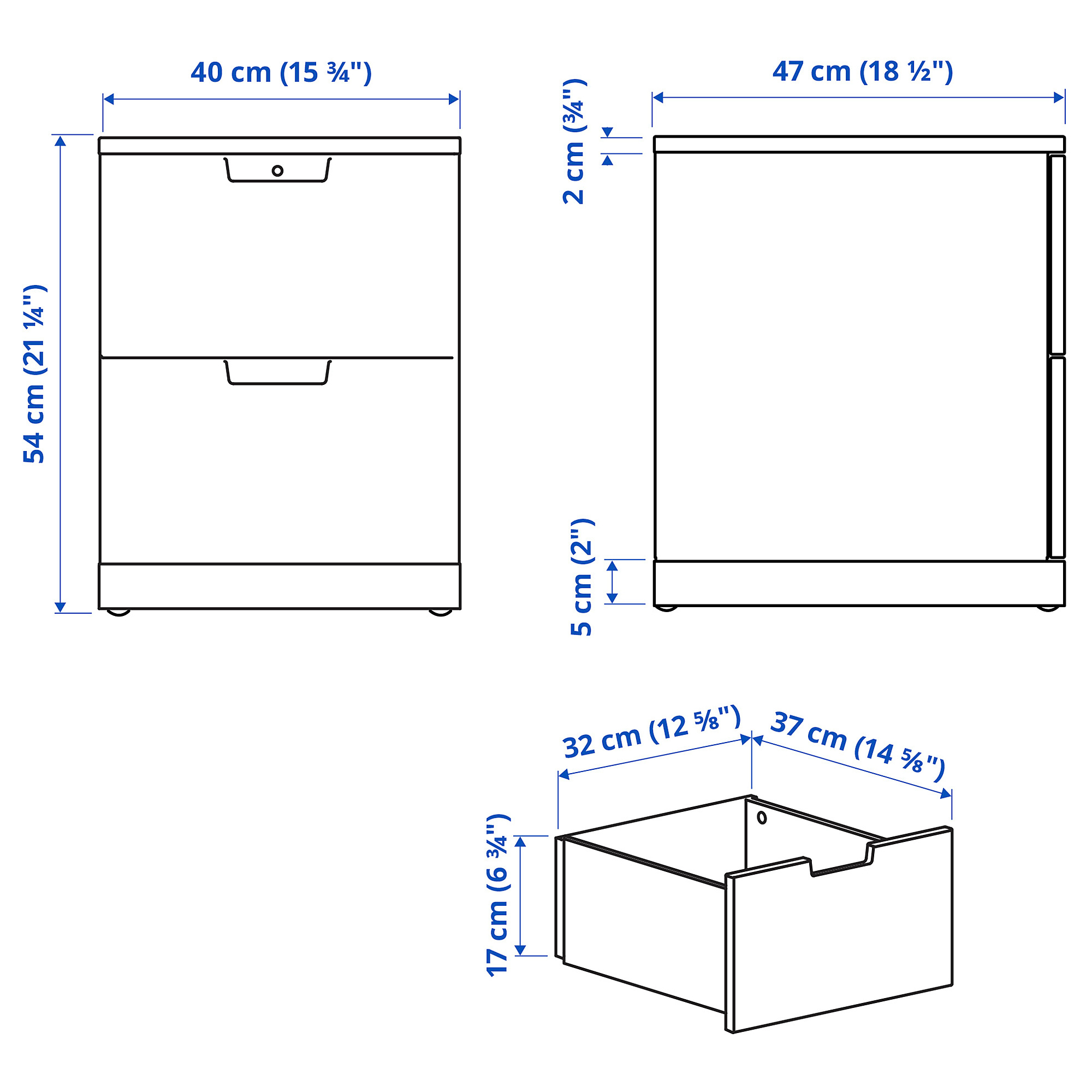 NORDLI chest of 2 drawers