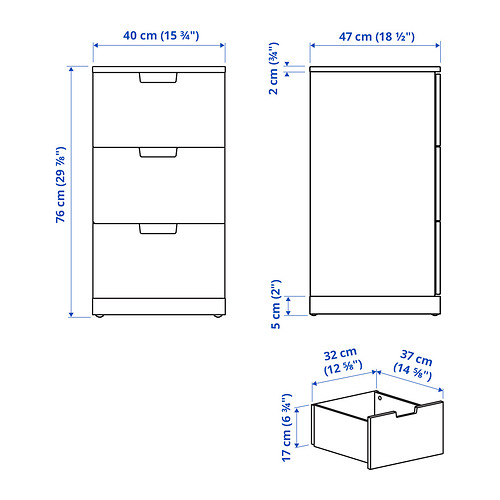 NORDLI 抽屜櫃/3抽