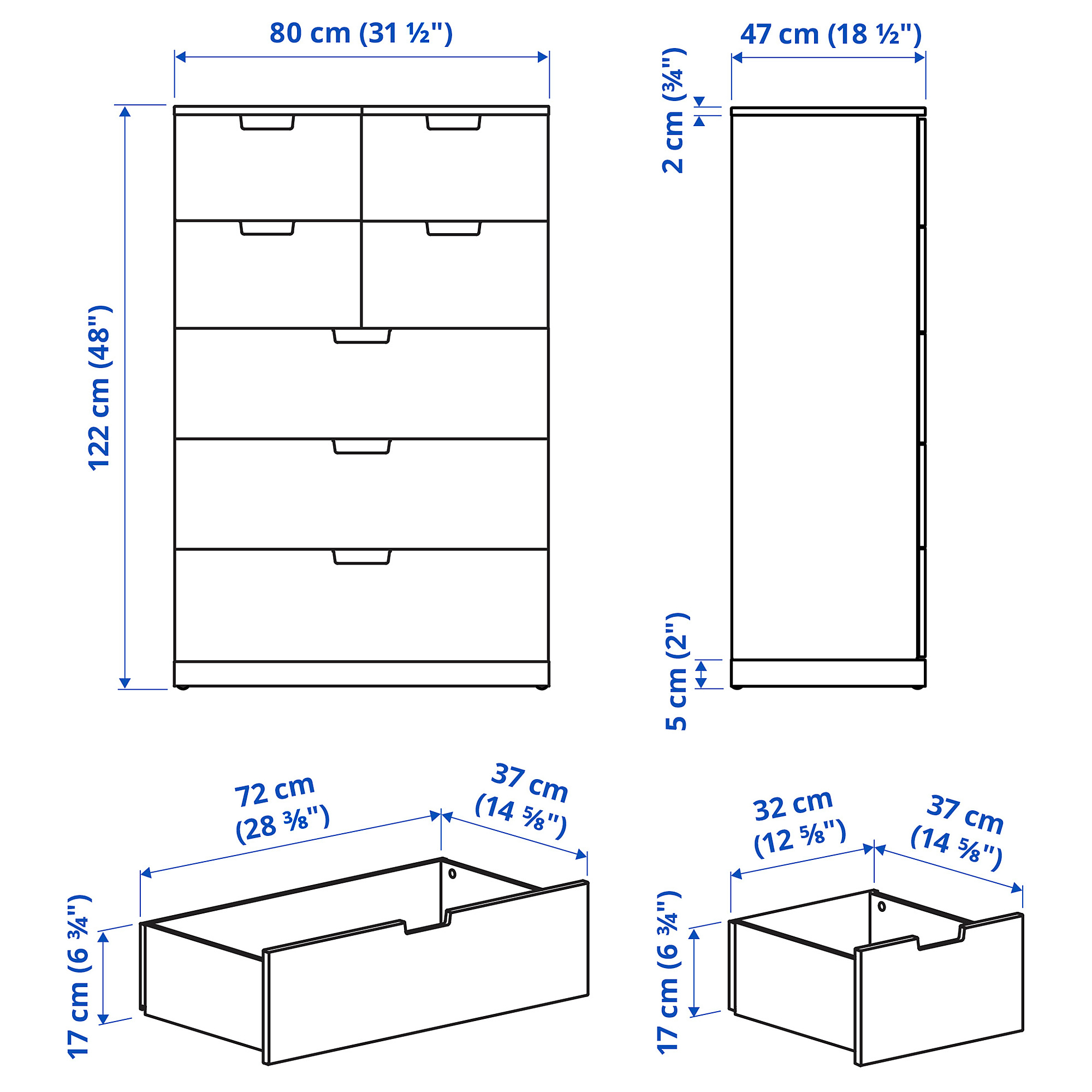 NORDLI chest of 7 drawers