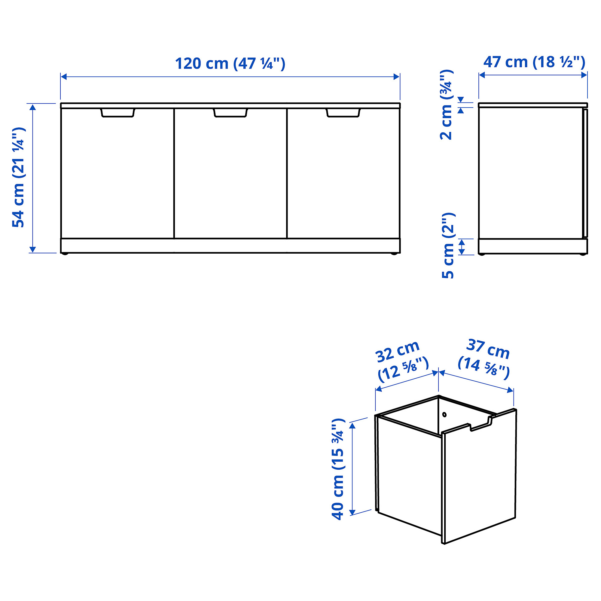 NORDLI chest of 3 drawers