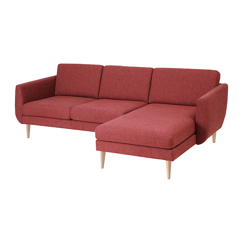 SMEDSTORP - 3-seat sofa with chaise longue, Lejde/red/brown birch | IKEA Taiwan Online - PE852329_S4
