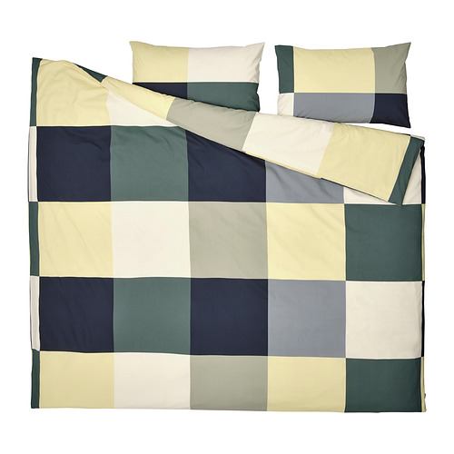 BRUNKRISSLA duvet cover and 2 pillowcases