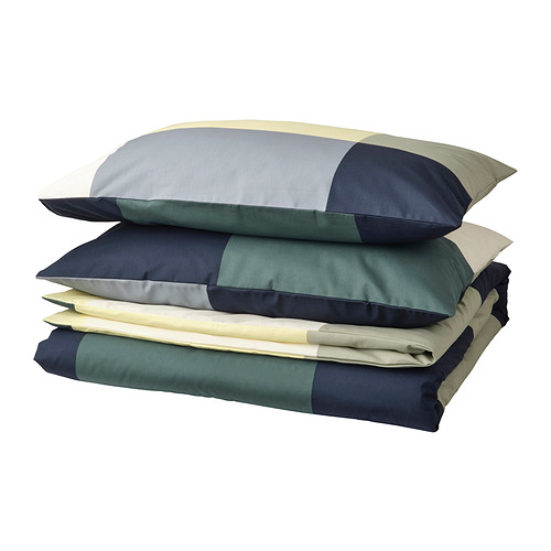 BRUNKRISSLA duvet cover and 2 pillowcases