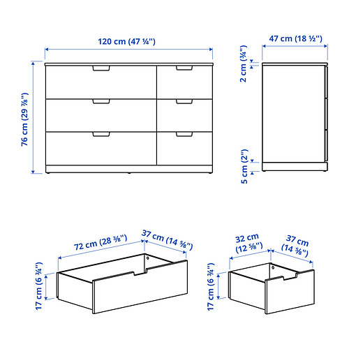 NORDLI chest of 6 drawers