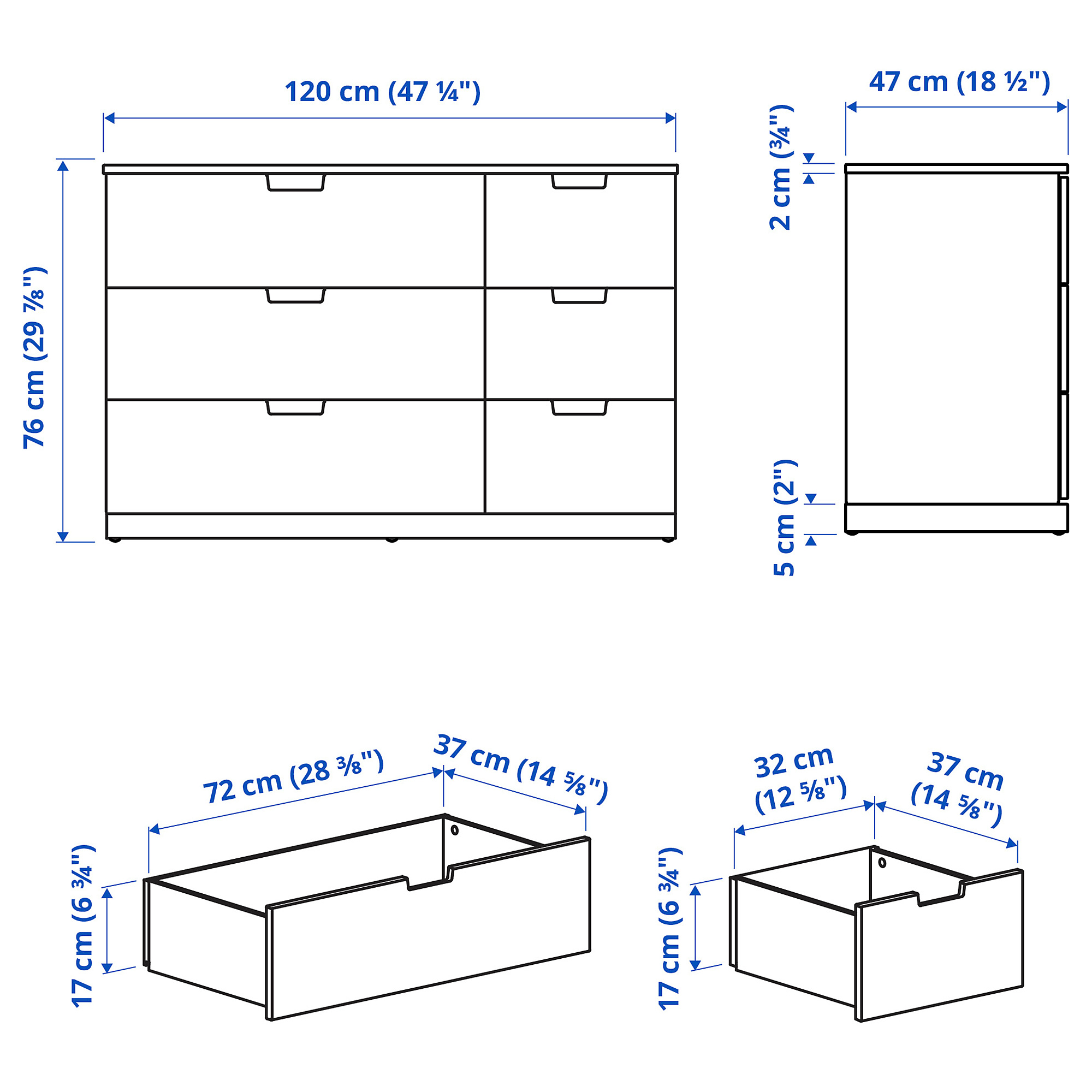 NORDLI chest of 6 drawers