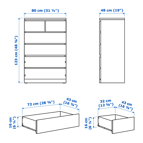 MALM - 抽屜櫃/6抽, 白色 | IKEA 線上購物 - PE753827_S4