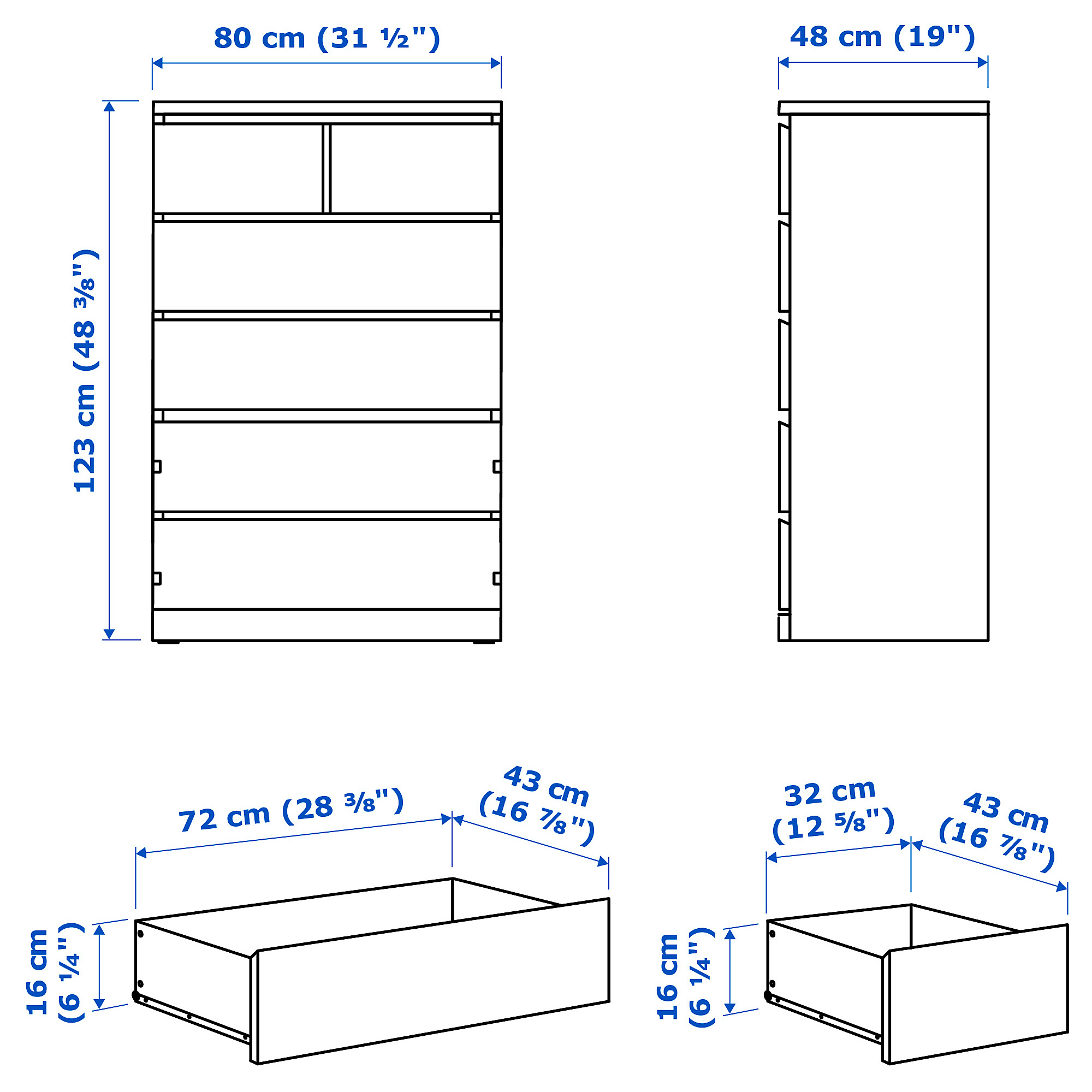 MALM chest of 6 drawers