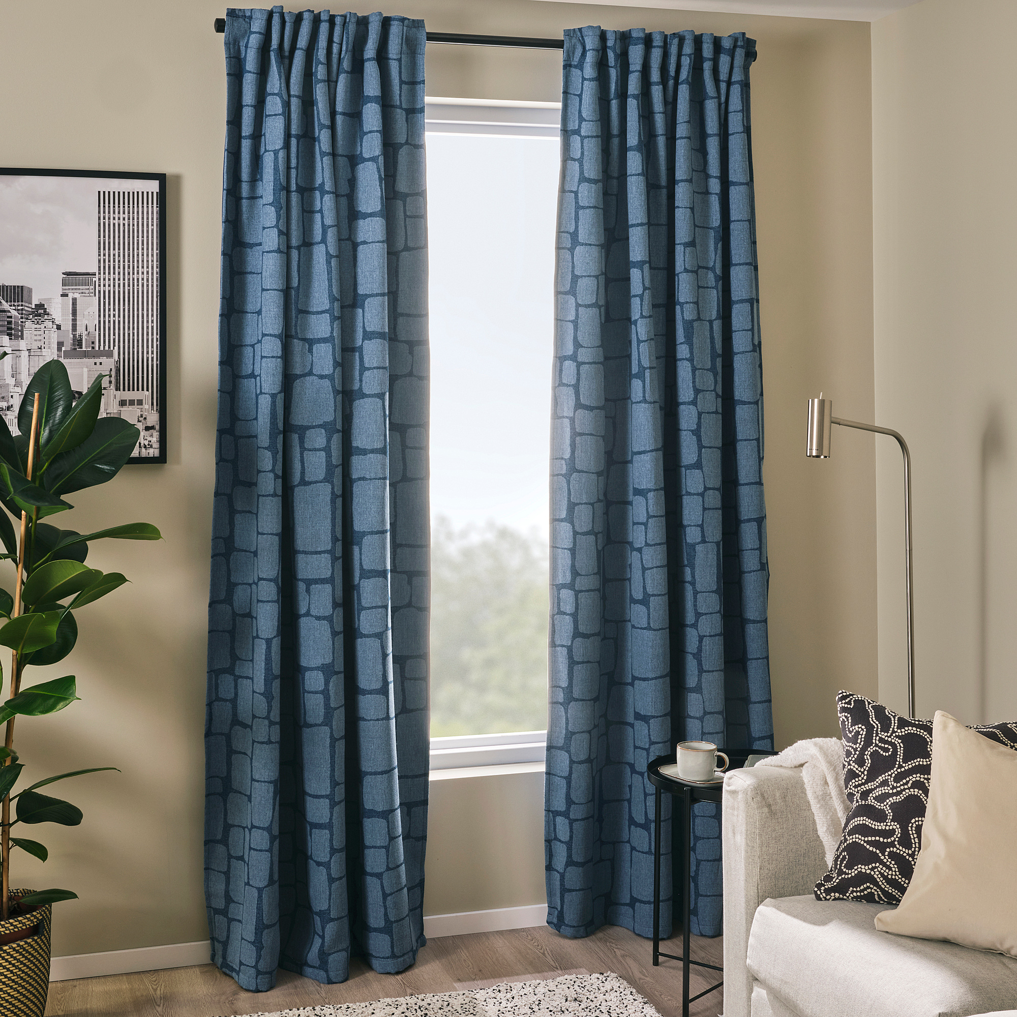 LÖNNSTÄVMAL block-out curtains, 1 pair