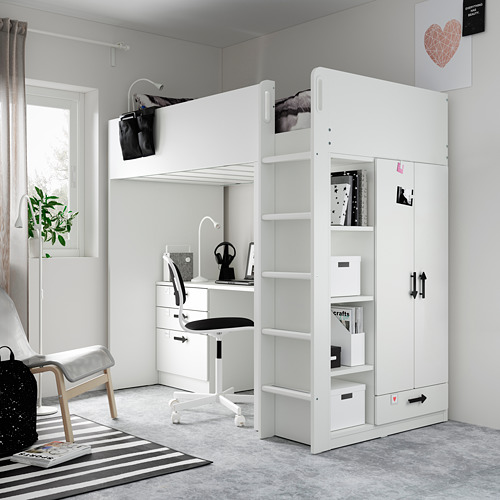 SMÅSTAD - loft bed, white with frame/with desk with 4 drawers | IKEA Taiwan Online - PE809914_S4