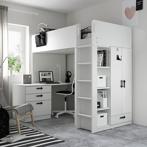 SMÅSTAD - loft bed, white with frame/with desk with 4 drawers | IKEA Taiwan Online - PE809915_S4