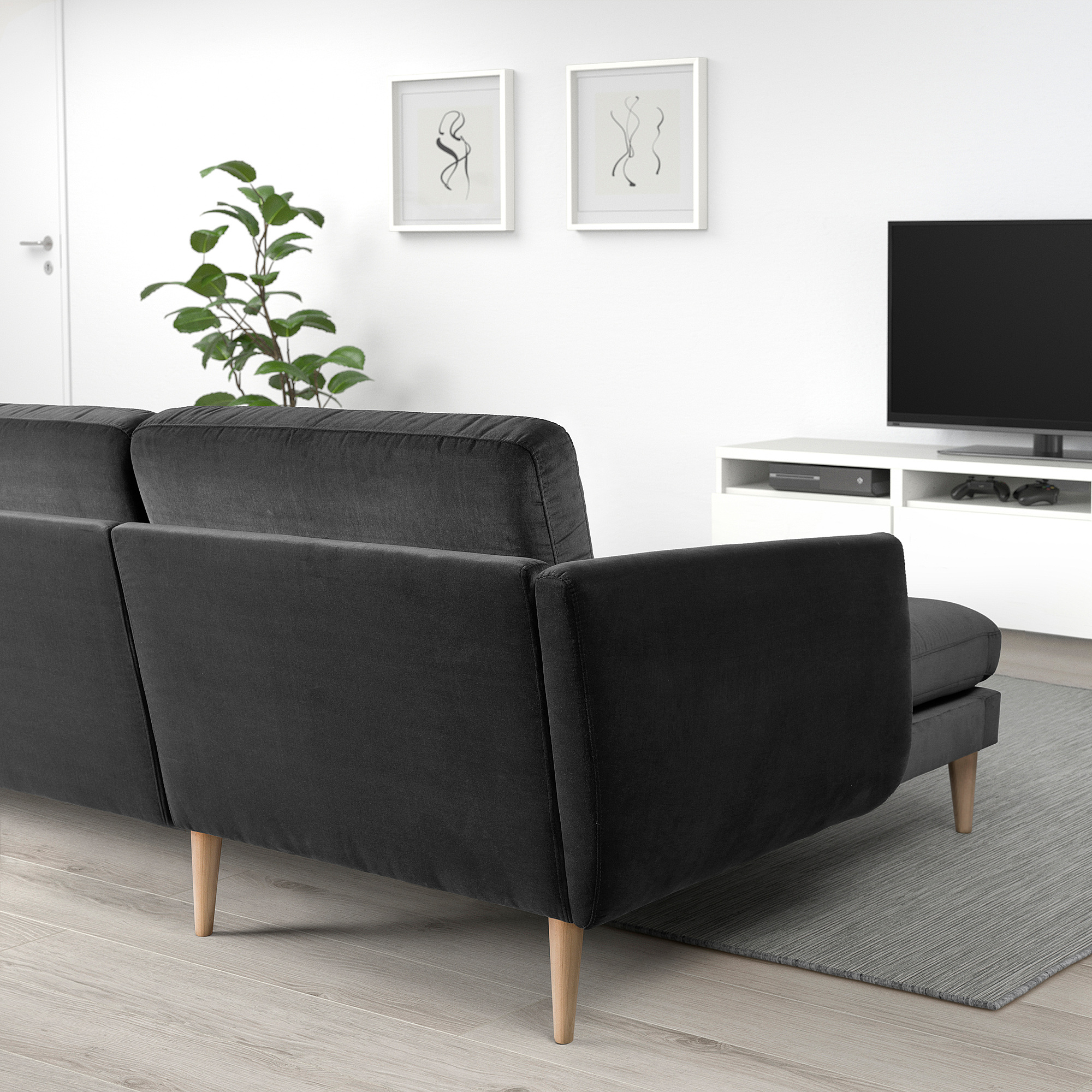 SMEDSTORP 3-seat sofa with chaise longue