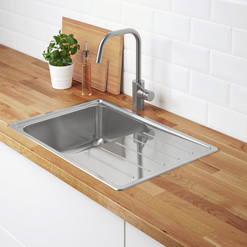 VATTUDALEN - inset sink, 1 bowl with drainboard, stainless steel | IKEA Taiwan Online - PE585293_S4