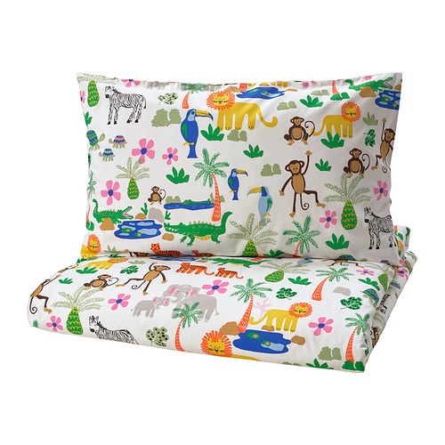 NATTHÄGER - 被套附一個枕頭套, 彩色/叢林, 150x200/50x80 公分 | IKEA 線上購物 - PE957363_S4