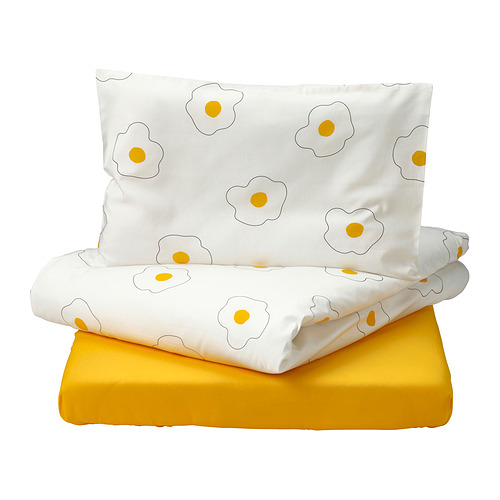 ÖGONLOCKSMAL - 3-piece bedlinen set for cot, flower white/yellow, 60x120 cm | IKEA Taiwan Online - PE957369_S4
