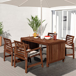 ÄPPLARÖ - table+4 reclining chairs, outdoor, brown stained/Kuddarna beige | IKEA Taiwan Online - PE713669_S3